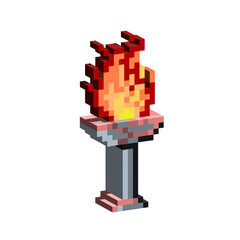 Poster - Isometric Pixel art 3d of torch halloween for items asset. red torch for  halloween on pixelated style.8bits perfect for game asset or design asset element for your game design asset.