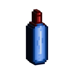 Poster - Isometric Pixel art 3d of wine bottle for items asset. blue wine bottle on pixelated style.8bits perfect for game asset or design asset element for your game design asset.