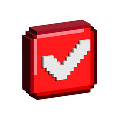 Fototapete - Isometric Pixel art 3d of agree button for items asset. red button of approve agree on pixelated style.8bits perfect for game asset or design asset element for your game design asset.