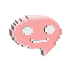 Leinwandbilder - Isometric Pixel art 3d of chat dialog box for items asset. pink dialog box character on pixelated style.8bits perfect for game asset or design asset element for your game design asset.