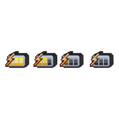 Poster - Isometric Pixel art 3d of thunder energy bar for items asset. charge battery thunder energy bar on pixelated style.8bits perfect for game asset or design asset element for your game design asset.