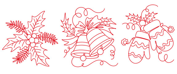 Christmas line art style element design