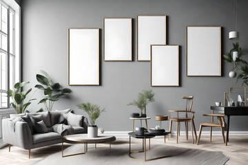 modern interior design wall on five pic frame with show pees