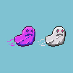 Poster - Pixel art sets of ghost of halloween with variation color items asset. halloween ghost on pixelated style.8bits perfect for game asset or design asset element for your game design asset.