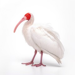 Wall Mural - White ibis bird isolated on white background.