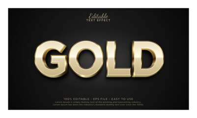 Wall Mural - Gold 3d text effect, shiny gold editable text effect