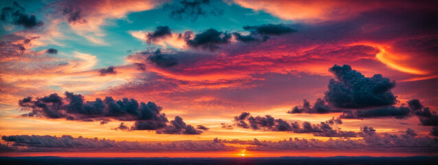 Poster - Background of colorful sky concept: Dramatic sunset with twilight color sky and clouds