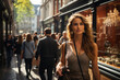 © Sebastian - High Street Fashion. People shopping and exploring boutiques in a trendy shopping district, showcasing contemporary fashion choices. Generative Ai.