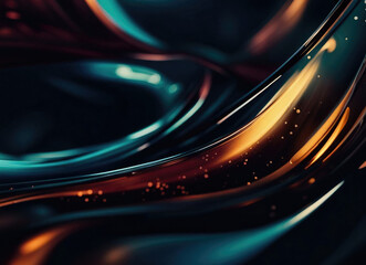 Poster - Vibrant and dark colored, futuristic technology concept abstract smooth and sot wavy curvy lines background, banner design.
