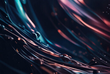 Poster - Vibrant and dark colored, futuristic technology concept abstract smooth and sot wavy curvy lines background, banner design.