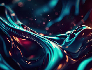 Poster - Vibrant and dark colored, futuristic technology concept abstract smooth and sot wavy curvy lines background, banner design.