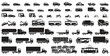 large set of simple vehicle silhouettes