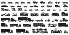 Large Set Of Simple Vehicle Silhouettes