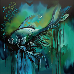 Wall Mural - fish in the water - Created with Generative AI Technology