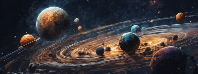  Abstract planets and space background