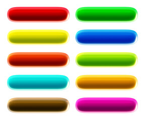 Fototapete - Set of round rectangle shape buttons in 3d rendering isolated on transparent background for text, infographic, web and frame concept.

