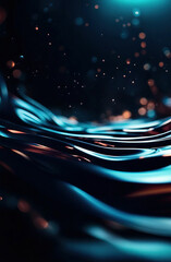 Poster - Vibrant and dark colored, futuristic technology concept abstract smooth and sot wavy curvy lines background, banner design.
