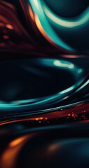 Poster - Vibrant and dark colored, futuristic technology concept abstract smooth and sot wavy curvy lines background, banner design.
