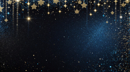 Wall Mural - background of abstract glitter lights. blue, gold and black. de focused. banner