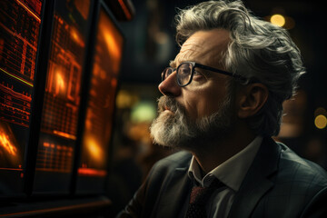 Wall Mural - An investor listens attentively to a market expert's analysis, recognizing the value of expert insights in trading decisions. Concept of Expert Opinion. Generative Ai.