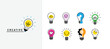 Light bulb set, creative logo vector illustration. Stylized electric