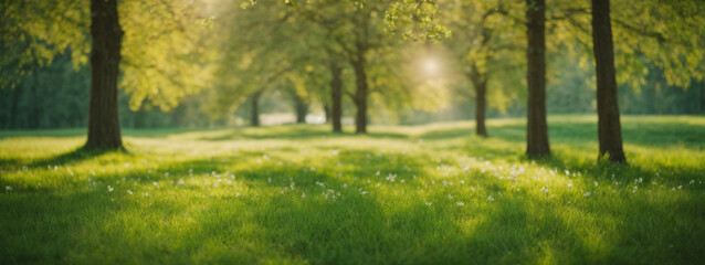 Canvas Print - Spring Nature. Beautiful Landscape. Green Grass and Trees