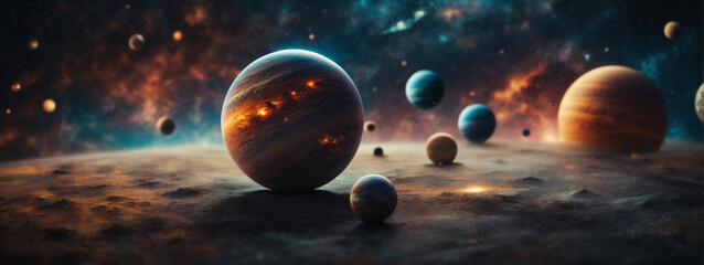  Abstract planets and space background