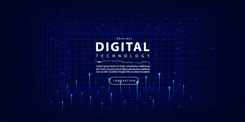 digital technology speed connect blue green background, cyber nano information, abstract communicati