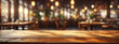 © @uniturehd - Vintage Coffee Shop Ambiance: Empty Old Wood Tabletop with Blurred Bokeh Cafe Interior Background, Perfect for Displaying and Montaging Your Products.