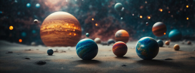 Wall Mural - abstract planets and space background