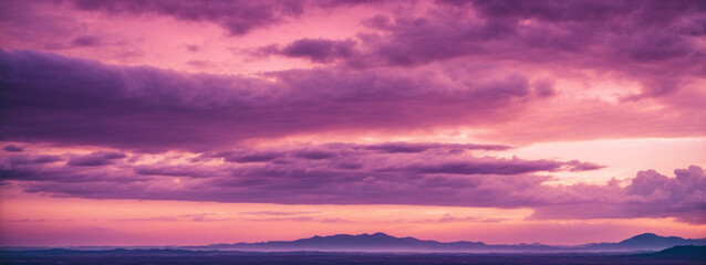 Poster - Panoramic view of a pink and purple sky at sunset. Sky panorama background.