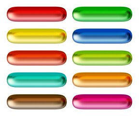 Fototapete - Set of round rectangle shape buttons in 3d rendering isolated on transparent background for text, infographic, web and frame concept.
