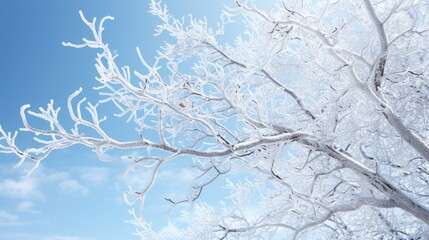 Wall Mural - snow adorning bare tree branches, creating a selective botanical background.