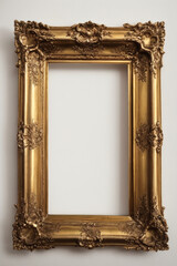 old antique gold frame over white background