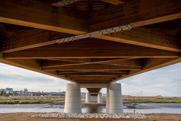 Wall Mural - Cycle Pedestrian Bridge over the Trancão River that connects Lisbon to Loures, Portugal