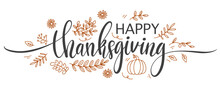 Happy Thanksgiving Lettering Calligraphy Text Brush Vector