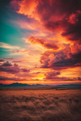 Canvas Print - Background of colorful sky concept: Dramatic sunset with twilight color sky and clouds