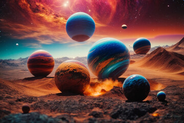 Wall Mural - abstract planets and space background