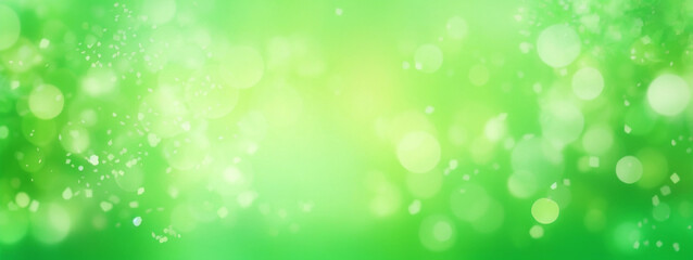 Poster - Spring background, abstract banner, green blurred bokeh lights