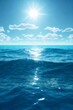 Blue ocean panorama with sun reflection, The vast open sea with clear sky, Ripple wave and calm sea with beautiful sunlight
