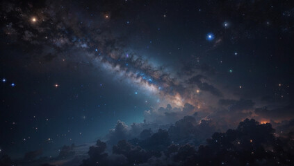 Wall Mural - stars and galaxy outer space sky night universe black starry background of shiny starfield
