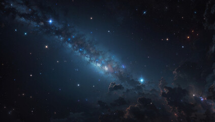 Wall Mural - stars and galaxy outer space sky night universe black starry background of shiny starfield
