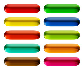 Fototapete - Set of round rectangle shape buttons in 3d rendering isolated on transparent background for text, infographic, web and frame concept.
