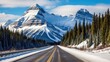 © piai - Winding road through the rocky mountains. Generative AI