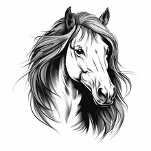 Horse Head Illustration Isolated On White