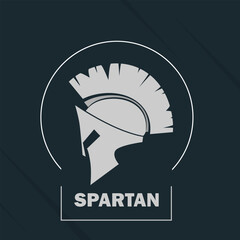 Wall Mural - Spartan Helmet Grayscale Mohawk Warrior Logo Military War Vector Design