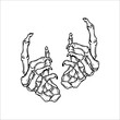 vector illustration of a pair of skeletal hands