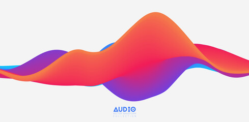 Poster - sound wave visualiztion. 3d colorful solid waveform. voice sample pattern.