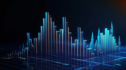 Poster - Increasing arrows and a company graph strategy analysis trading data money market background. generative ai