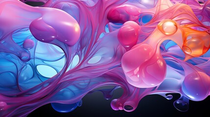 Wall Mural - An abstract background with a fluid bubble pattern with waves and interesting shapes. Generative AI. 